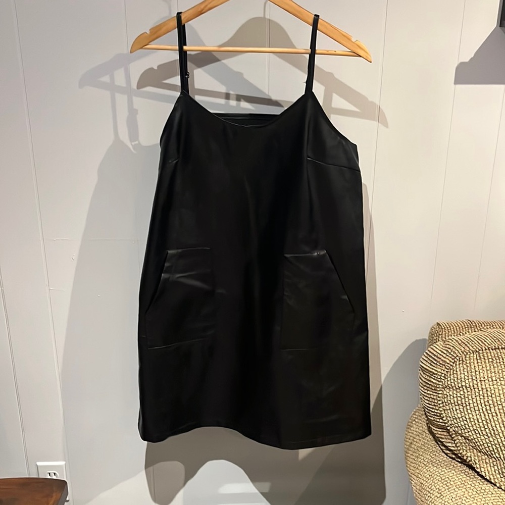 Oversized faux leather dress